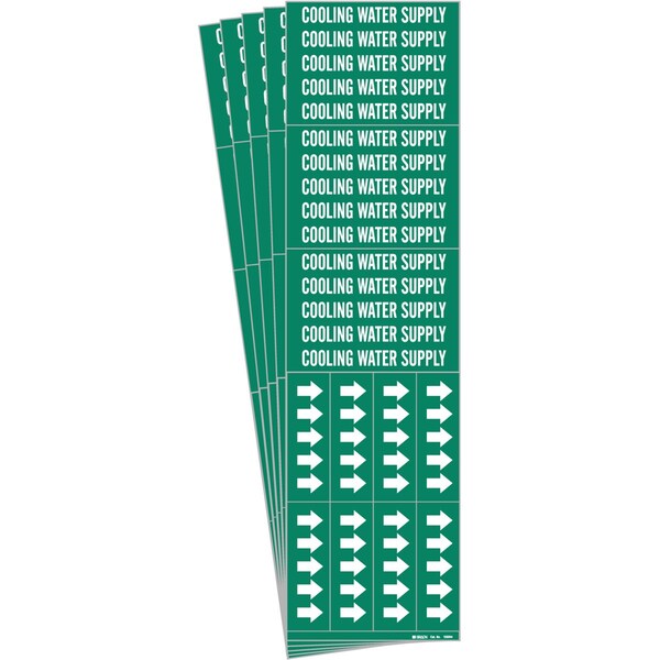 COOLING WATER SUPPLY Pipe Marker Sty 3C Arrows WT on GN 3 per Card, 5 PK